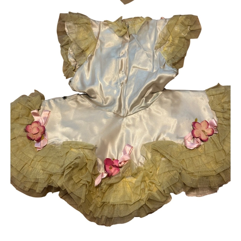 Vintage 40s Girls Costume Dance Theatre Dress Bonnet Tulle Ruffles Satin JS - Picture 6 of 13
